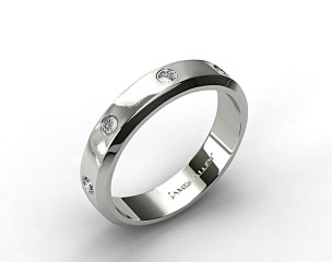 18k White Gold 6mm Beveled Bezel Set Diamond Wedding Ring